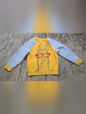 Cat & Jack Yellow Raglan Llama Sweatshirt with Red Glasses